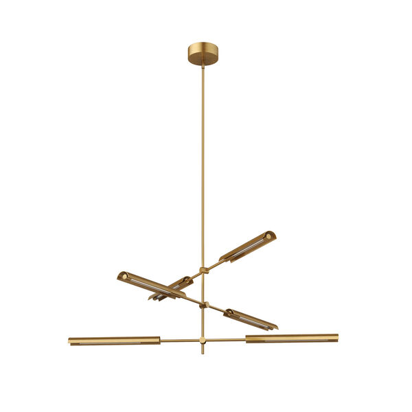 Astrid Vintage Brass Six-Light Integrated LED Pendant with Metal Shade, image 1