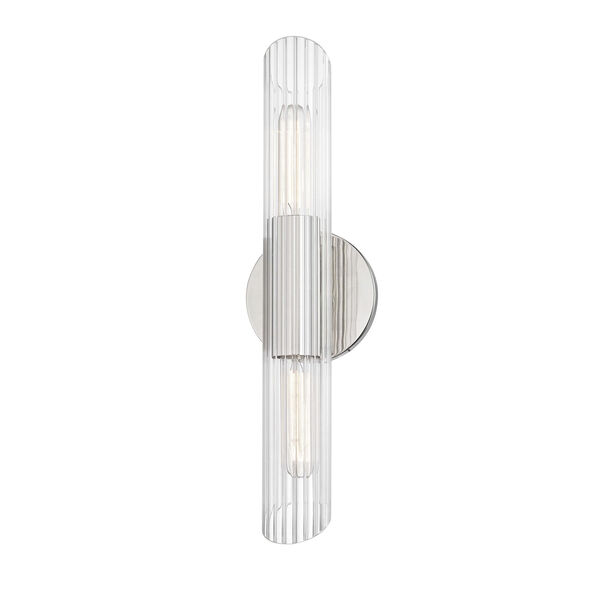 Cecily Polished Nickel 17-Inch Two-Light Wall Sconce, image 1