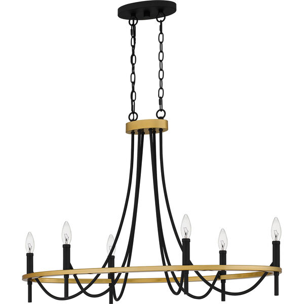 Legare Matte Black and Aged Brass Six-Light Chandelier, image 4