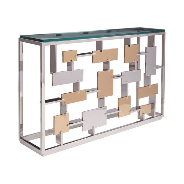 Signature Designs Gold Leaf and Argento Cityscape Console, image 1