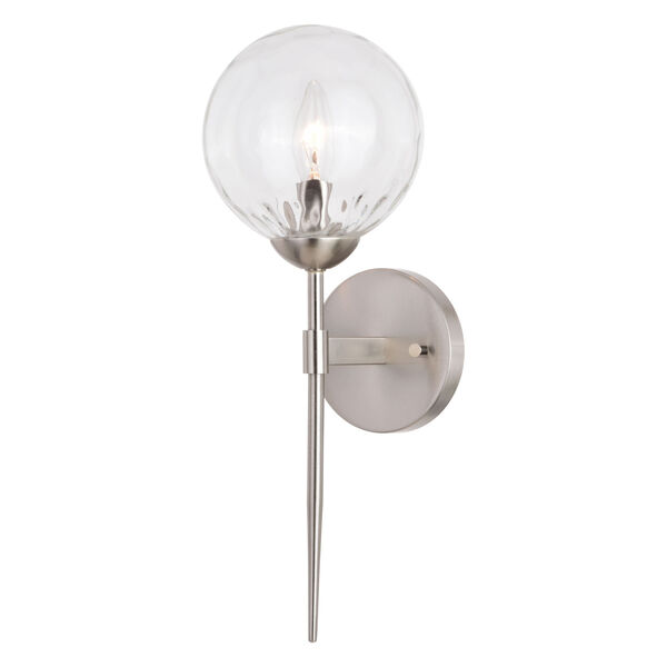 Olson Satin Nickel One-Light Wall Sconce with Clear Glass, image 1