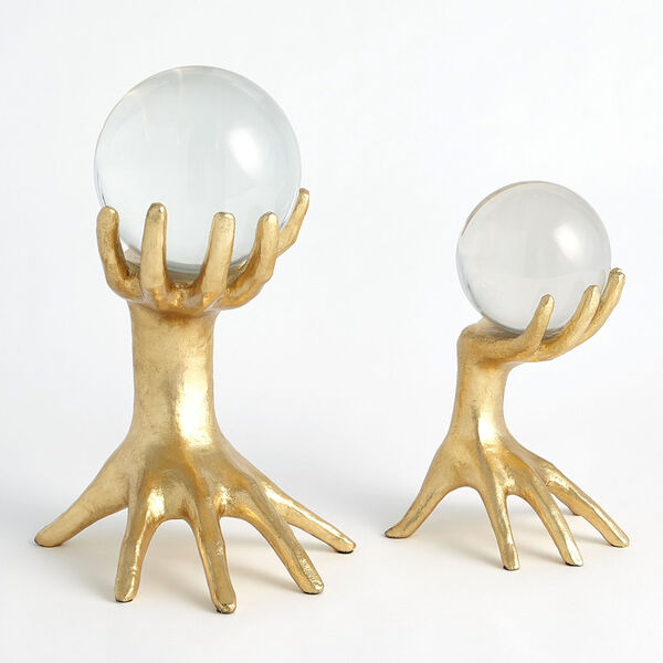Gold Leaf 8-Inch Hands on Sphere Holder Decorative Object, image 4