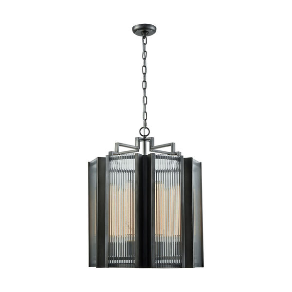Space Elevator Aged Pewter Eight-Light Chandelier, image 1