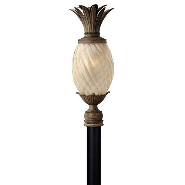 Fleur Pearl Bronze One-Light Outdoor Post Mount with Amber Glass, image 1
