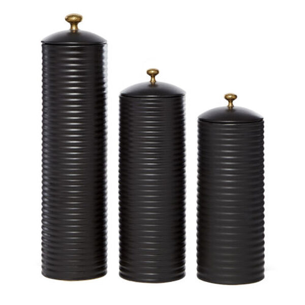 Black Cermaic Decorative Jar, Set of 3, image 2