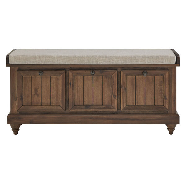 Potter Brown Storage Bench with Linen Seat Cushion, image 2