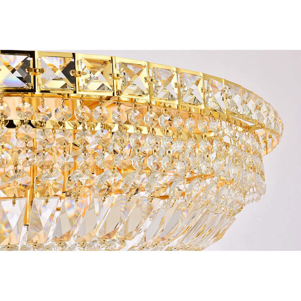 Tranquil Gold Eighteen-Light 30-Inch Flush Mount with Royal Cut Clear Crystal, image 3