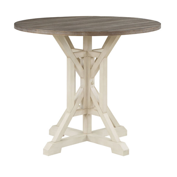Bar Harbor II White and Brownish Gray Round Counter Height Dining Table, image 1