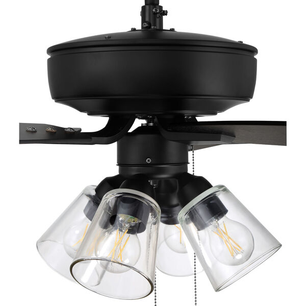 Pro Plus Flat Black 52-Inch Four-Light Ceiling Fan with Clear Glass Bell Shade, image 7
