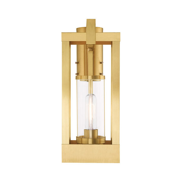 Delancey Satin Brass Post Top Lantern Transparent Glass, image 3