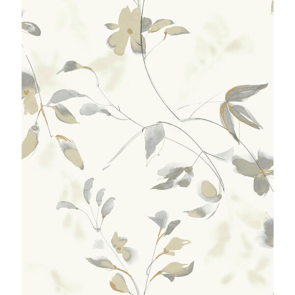 Candice Olson Tranquil Tan Floral Wallpaper, image 1