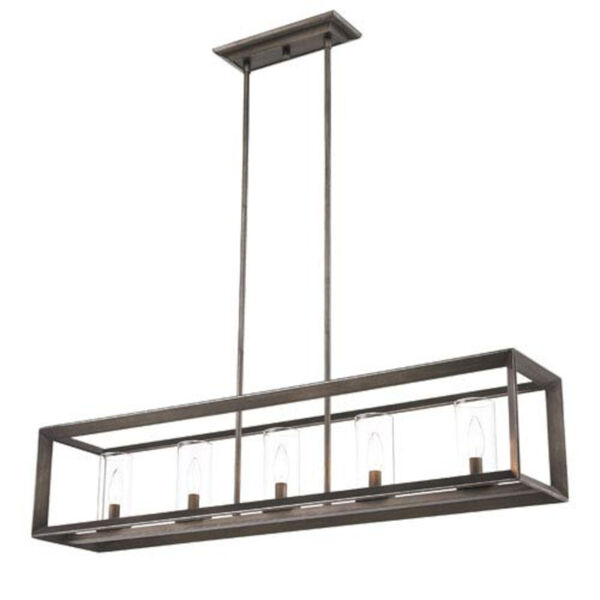 Ava Gunmetal Bronze Five-Light Pendant with Clear Glass, image 4