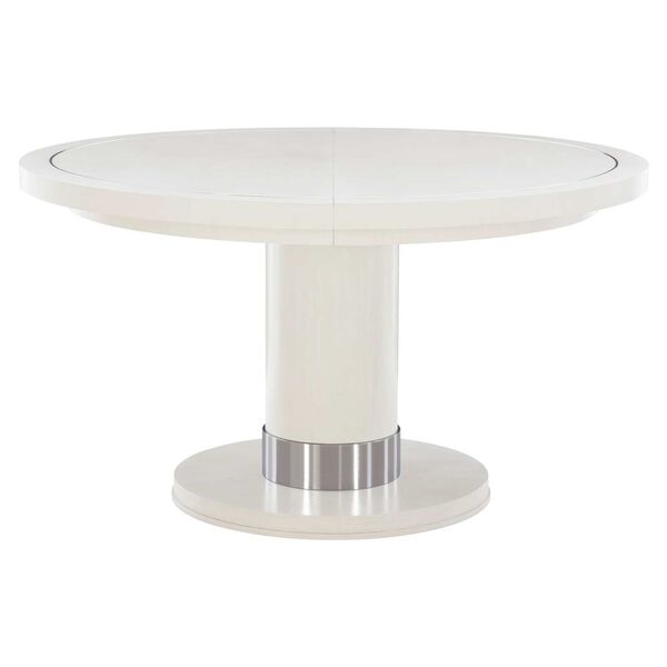 Silhouette White and Stainless Steel Round Dining Table, image 1