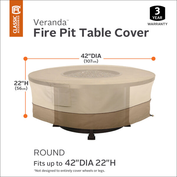 Ash Pebble and Bark Round Patio Fire Pit Table Cover, image 3