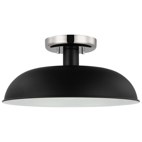 Colony Matte Black and Polished Nickel 15-Inch One-Light Semi Flush Mount, image 1