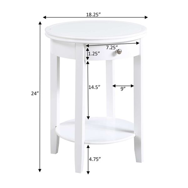 American Heritage White Baldwin One-Drawer End Table with Shelf, image 3