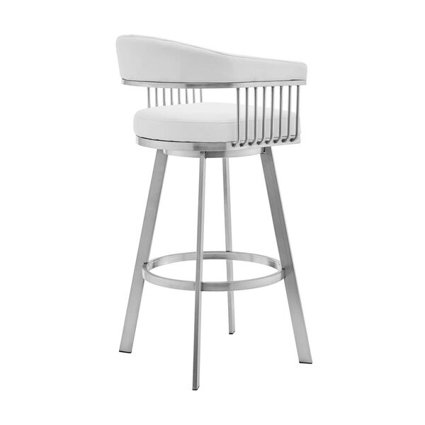 Bronson Brushed Stainless Steel White Counter Stool, image 4