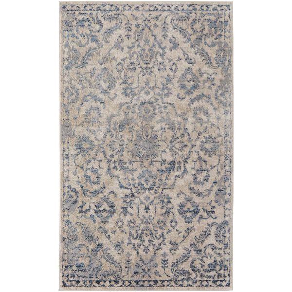 Camellia Blue Gray Ivory Rectangular 4 Ft. 3 In. x 6 Ft. 3 In. Area Rug, image 1