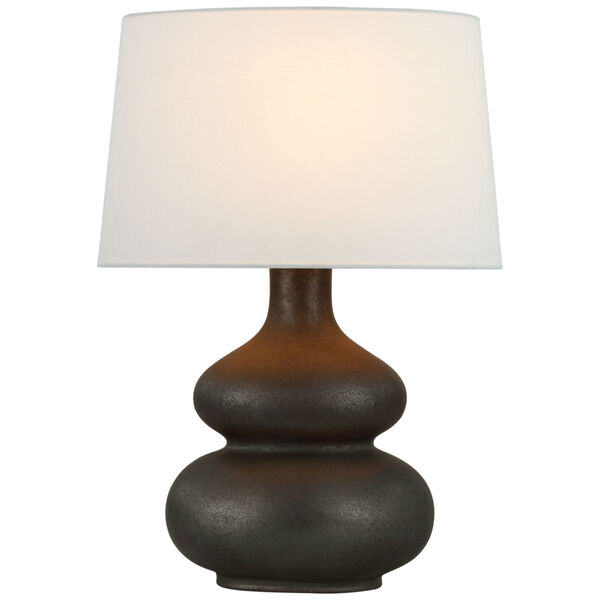 Lismore Medium Table Lamp in Stained Black Metallic with Linen Shade by Chapman  and  Myers, image 1