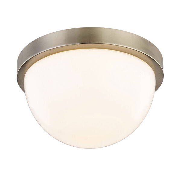 Nicollet Satin Nickel 8-Inch LED Flush Mount  with White Opal Glass, image 1