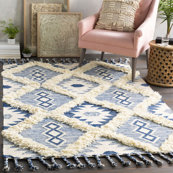 Apache Dark Blue and Cream Rectangle 8 Ft. x 10 Ft. Rugs, image 2