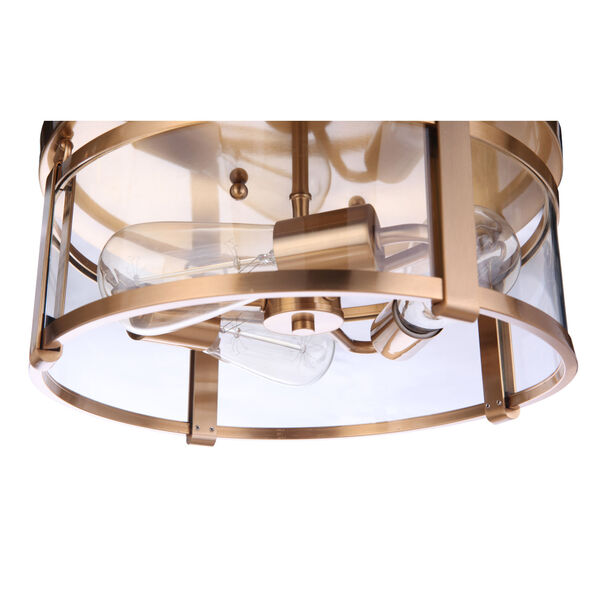 Elliot Satin Brass Three-Light Flushmount, image 6