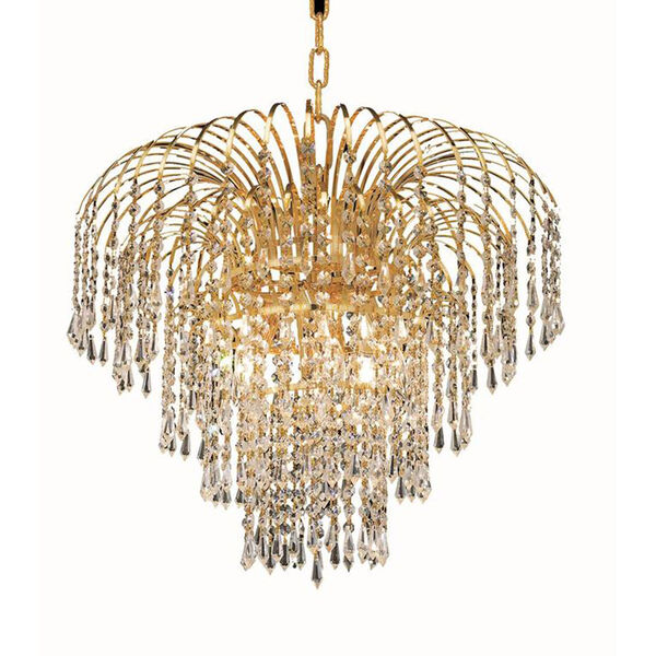 Falls Gold Six-Light 21-Inch Chandelier with Royal Cut Clear Crystal, image 1