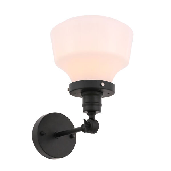 Lyle Black Eight-Inch One-Light Wall Sconce with Frosted White Glass, image 4