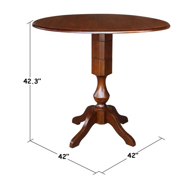 Espresso 42-Inch Round Pedestal Dual Drop Leaf Dining Table, image 5