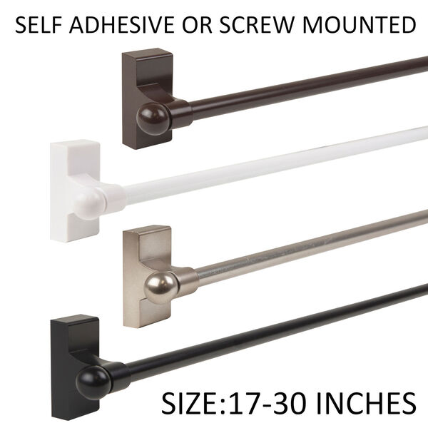 White 17-30 Inch Self-Adhesive Wall Mounted Rod, image 1