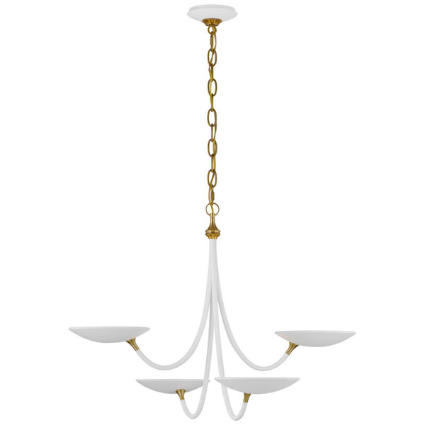 Keira Medium Chandelier in Matte White and Hand-Rubbed Antique Brass by Thomas O'Brien, image 1