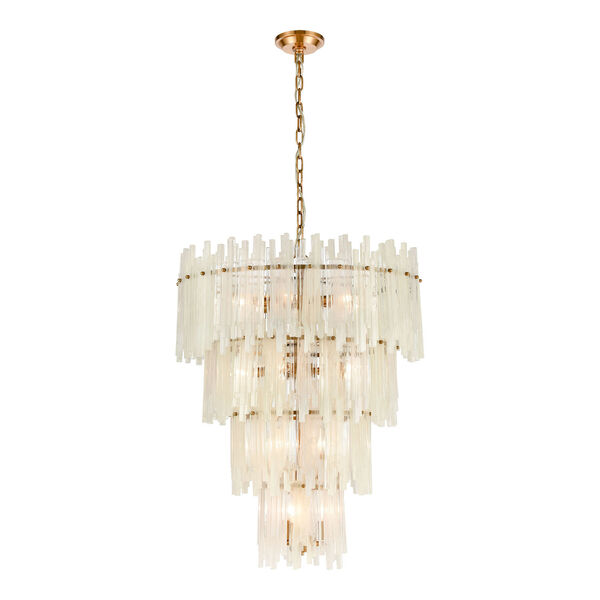 Brinicle Aged Brass and White 18-Light Chandelier, image 1