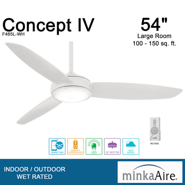 Concept IV White 54-Inch LED Smart Ceiling Fan, image 5