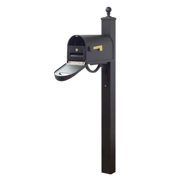 Classic Curbside Mailbox with Locking Insert and Springfield Mailbox Post in Black, image 1
