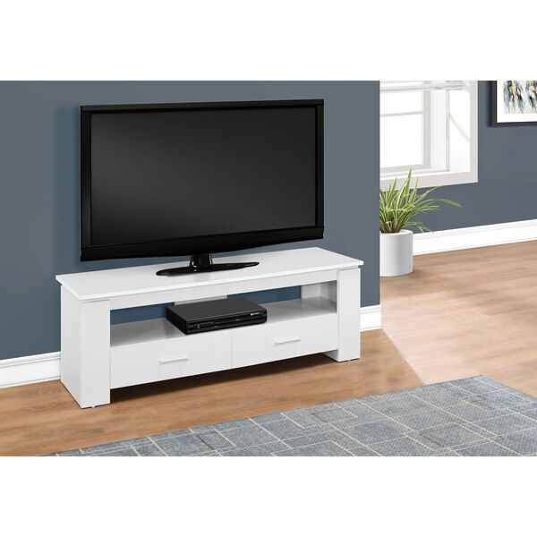 White 48-Inch Tv Stand with 2 Storage Drawers, image 1