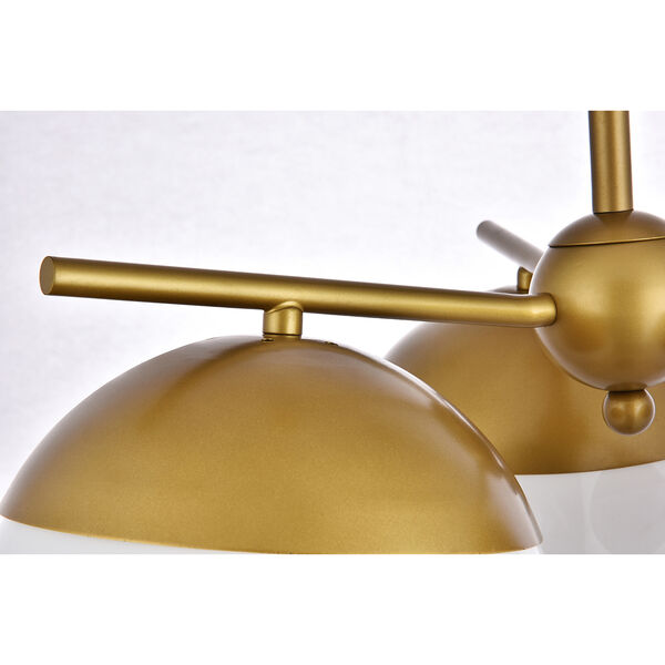 Eclipse Brass and Frosted White 21-Inch Three-Light Pendant, image 4