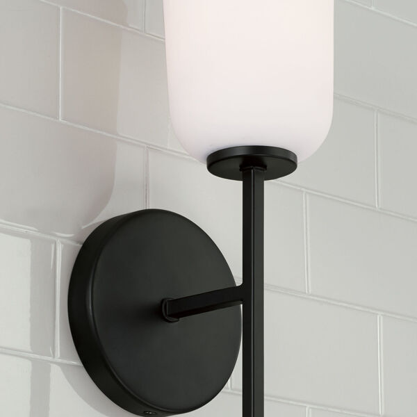 Lawson Matte Black One-Light Sconce with Soft White Glass, image 2