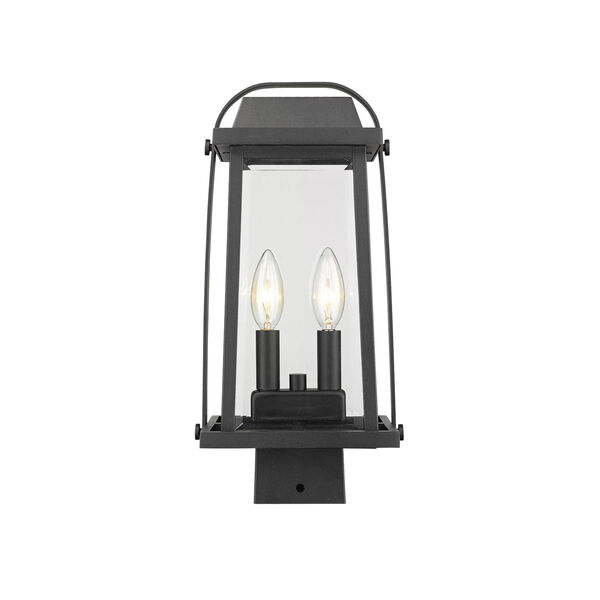 Millworks Black Two-Light Outdoor Post Mounted Fixture With Transparent Beveled Glass - (Open Box), image 1