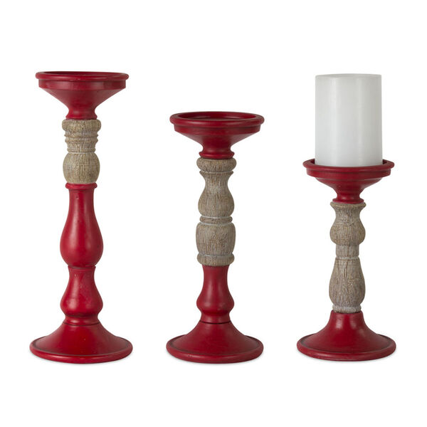 Red Resin Candle Holder , Set of Three, image 1