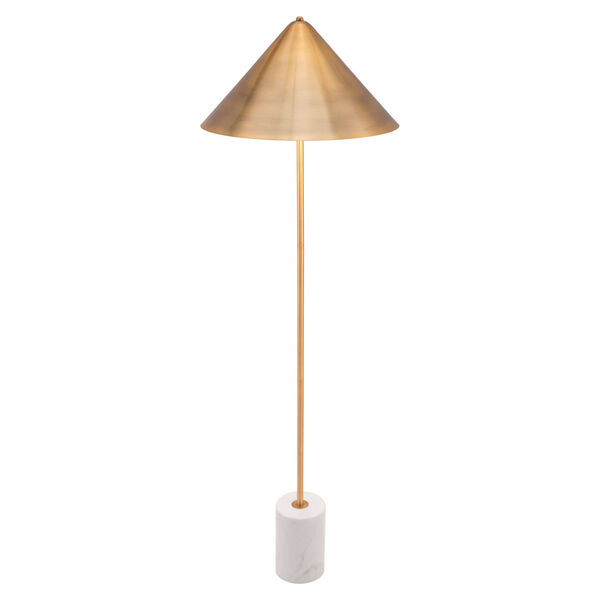 Bianca Brass and White Two-Light Floor Lamp, image 4