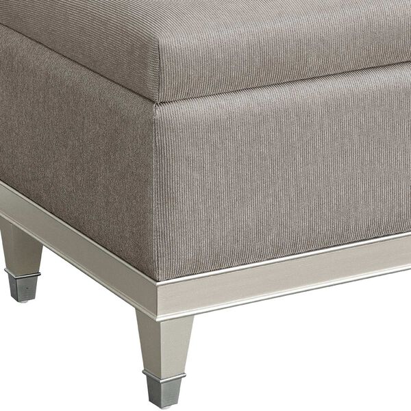 Zoey Silver Vanity Upholstered Storage Bench, image 5