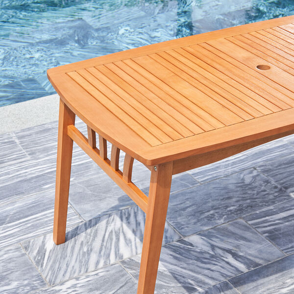 Kapalua Oil-Rubbed Honey Teak Three-Piece Wooden Outdoor Dining Set with Two Bench, image 3