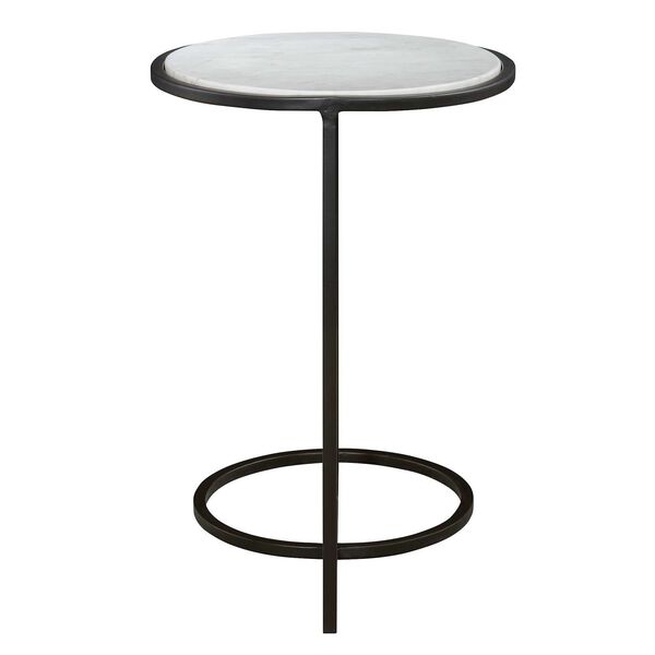 Twofold Satin Black and White Marble Accent Table, image 5
