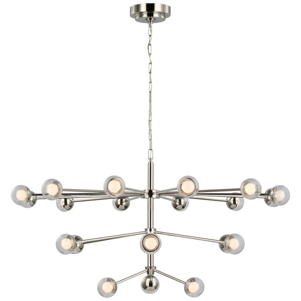 Alloway Large Chandelier in Polished Nickel with Clear Glass by kate spade new york, image 1
