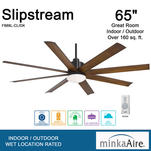 Slipstream Coal 65-Inch LED Indoor Outdoor Ceiling Fan, image 5