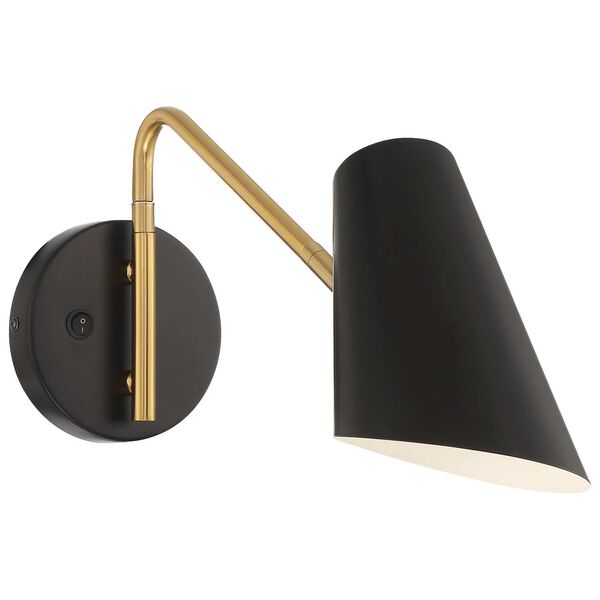 Eames Black Antique Brushed Brass LED Reading Light, image 1