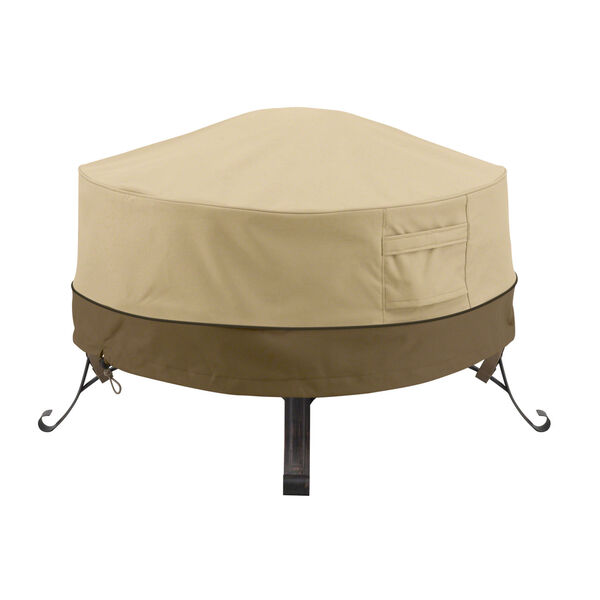 Ash Beige and Brown 24-Inch Full Coverage Round Fire Pit Cover, image 1