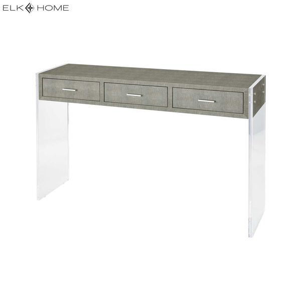 Monaco Grey Faux Shagreen and Clear Acrylic 48-Inch Console Table, image 2