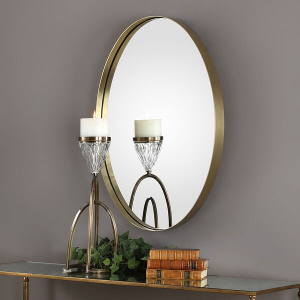 Pursley Brass Oval Mirror, image 1