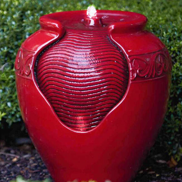 Red Outdoor Glazed Pot Floor Fountain, image 6